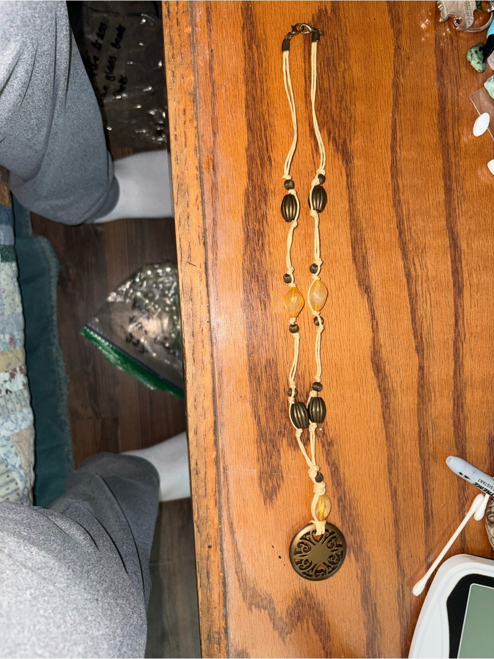 Bohemian Yellow Bead Pendant Necklace - Unbranded 14 Inch